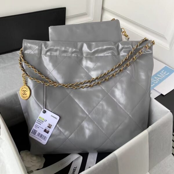 Chanel 22 AS3260 Small Bag Grey Calfskin Gold Hardware