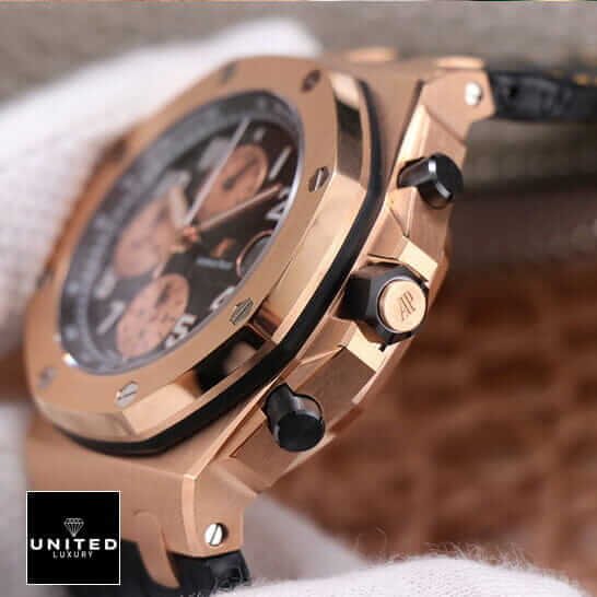 Audemars Piguet Royal Oak Offshore 26401RO.OO.A002CA.01 "Rose Gold" Ultra Realistic Clone ap leather strap gold right