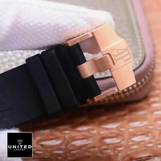 Audemars Piguet Royal Oak Offshore "Pride of Germany" 26173ST.OO.D003CU.01 Premium Copy 1:1 ap pride of germany bracelet Audemars Piguet Black Rubber Bracelet Gold Clasp Replica opened clasp