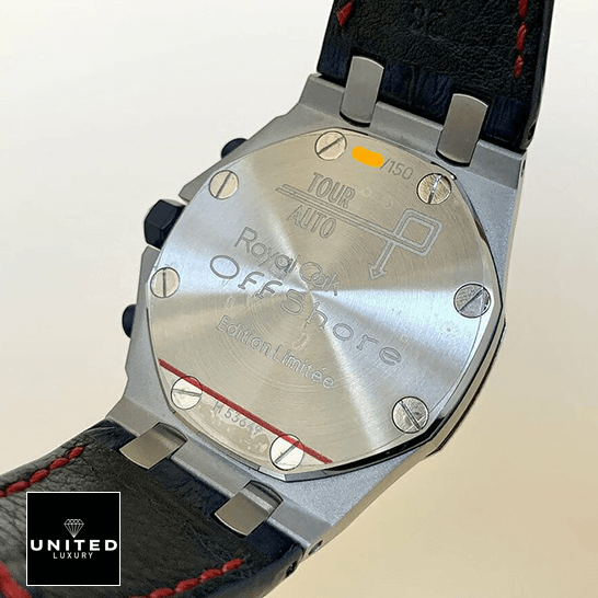Audemars Piguet Royal Oak Offshore 26208ST.OO.D305CR.01 "Tour Auto" Perfect Clone Edition audemarspiguet royaloakoffshore 26208ST.OO .D305CR.01 replica back Audemars Piguet 26208ST.OO_.D305CR.01 Stainless Steel Case Replica white background