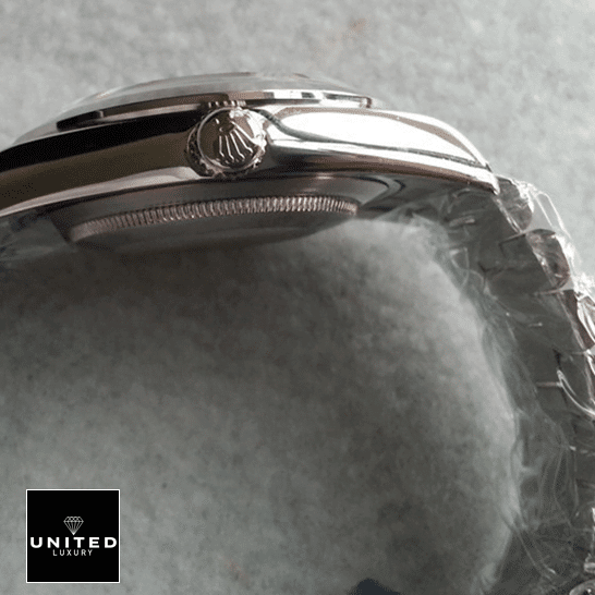 Rolex Daytona 116506 "Ice Blue" Collector’s Clone 1:1 rolex day date 218206 0009 replica rightside Rolex Day-Date II 218206-0009 Stainless Steel Replica Rightside Crown Pusher