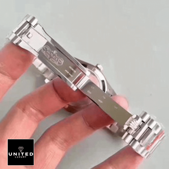 Rolex Day-Date 228239 Super Clone Edition rolex day date 228239 ew stainless steel silver black man dial Rolex Day Date 228239 Replica open clasp