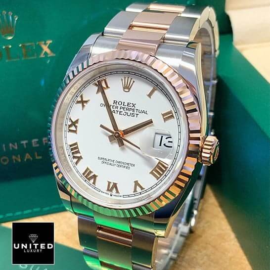 Rolex Datejust 126300 "White Roman Dial" Authentic Copy 1:1 rolex model 126231 replica1 Rolex Datejust 36 White Roman Dial Fluted Bezel Replica