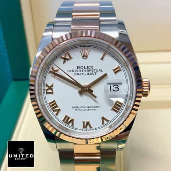 Rolex Datejust 126300 "White Roman Dial" Authentic Copy 1:1 rolex model 126231 replica2 Rolex Datejust 36 White Gold Roman Numerial Dial Replica in the box