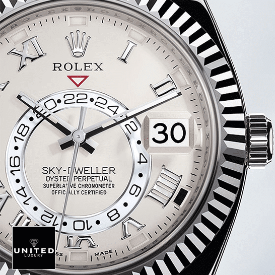 Rolex Sky-Dweller 326939 "White Dial" Near Original Replica rolex 326939 oyster Rolex Sky-Dweller White Dial 326939 Fluted Bezel Replica