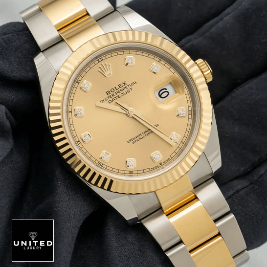 Rolex Datejust 126333-0011 Champagne Diamond Dial Luxury Clone Quality Rolex Datejust 126333 Oyster Steel Yellow Gold Diamond Dial Replica