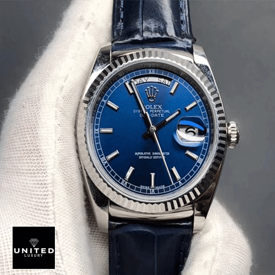 Rolex Day-Date 118139-0004 V5 Blue Dial Steel Bezel Replica