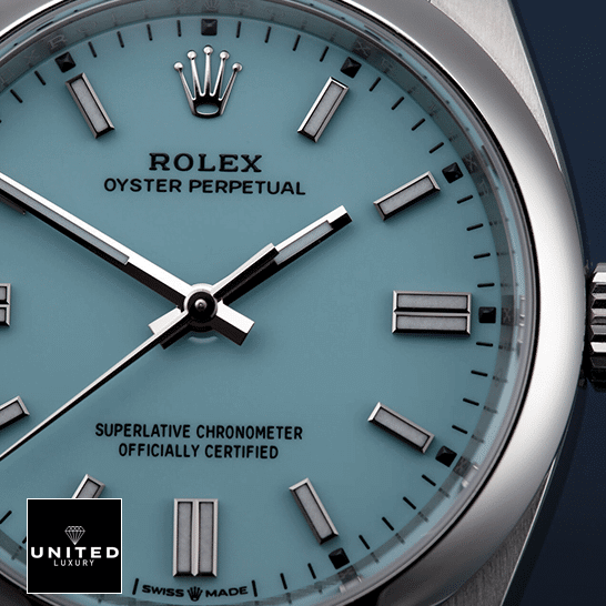 Rolex Oyster Perpetual 126000 "Turquoise Blue Dial" First-Class Replica Rolex Perpetual 126000 Turquoise Dial White Stick İndices Replica