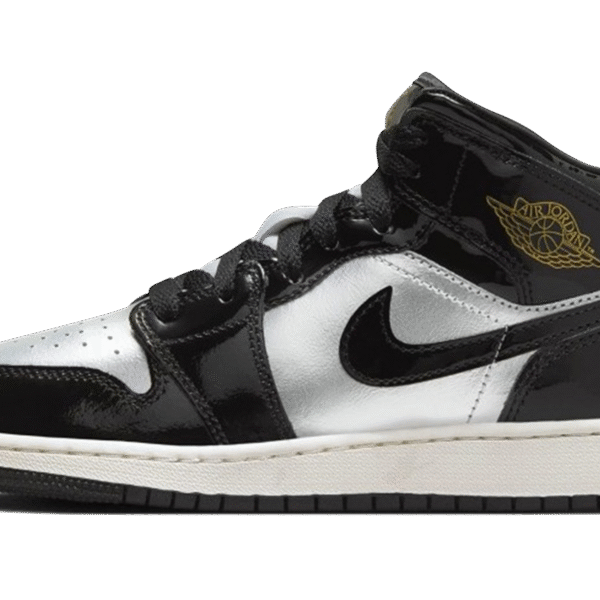 Jordan 1 Mid SE GS "Black Metallic Silver Sail Metallic Gold"